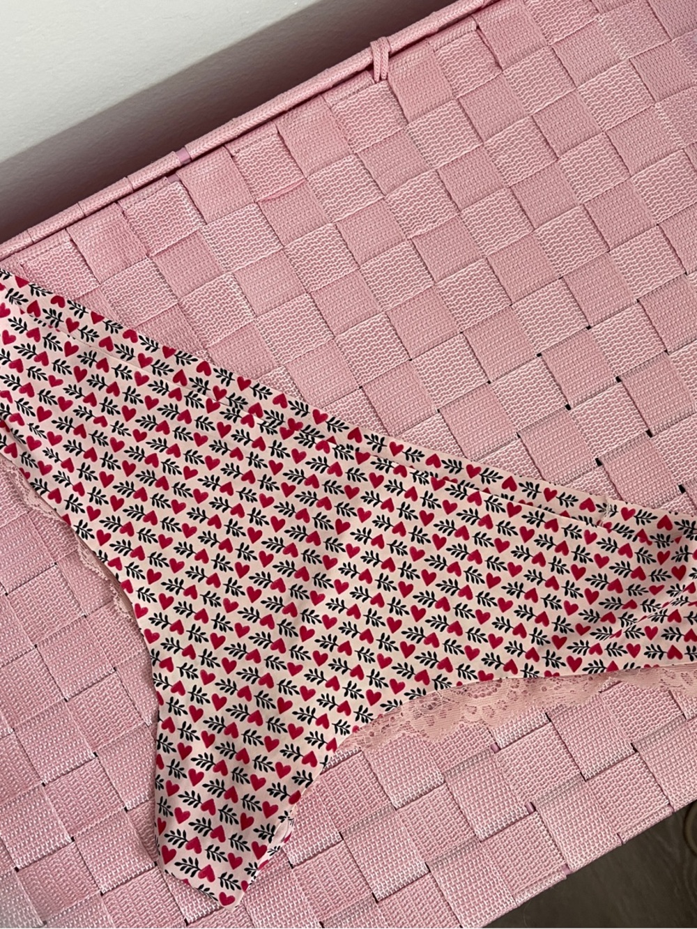Floral Print Thong Panty - Pink & Red Tulip Pattern